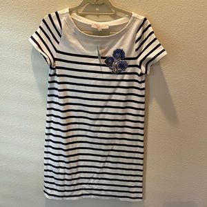 NWT Ann Taylor Loft Striped Floral Embroidered Dress Sz XSP